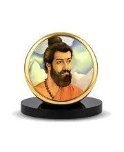 Car Dashboard/Table Top  Maharshi Kanad Metal Golden Photo Stand  2x2 Inches, Compact & Stylish Spiritual Display For Car, Home & Office (Pack Of 1) (F24808)