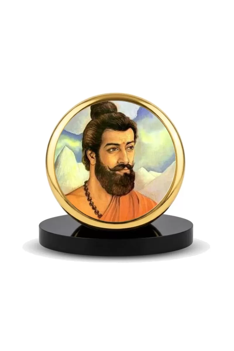 Car Dashboard/Table Top  Maharshi Kanad Metal Golden Photo Stand  2x2 Inches, Compact & Stylish Spiritual Display For Car, Home & Office (Pack Of 1) (F24808)