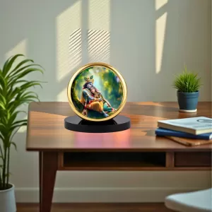 Car Dashboard/Table Top Radha Krishna  Metal Golden Photo Stand  2x2 Inches, Compact & Stylish Spiritual Display For Car, Home & Office (Pack Of 1) (F24809)