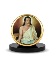 Car Dashboard/Table Top  Srimanta Sankardev Metal Golden Photo Stand  2x2 Inches, Compact & Stylish Spiritual Display For Car, Home & Office (Pack Of 1) (F24811)