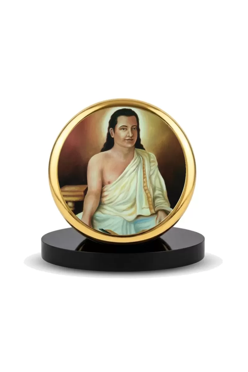 Car Dashboard/Table Top  Srimanta Sankardev Metal Golden Photo Stand  2x2 Inches, Compact & Stylish Spiritual Display For Car, Home & Office (Pack Of 1) (F24811)