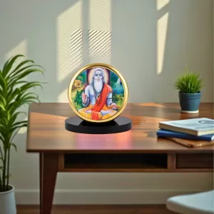 Car Dashboard/Table Top Sri Veda Vyasa Metal Golden Photo Stand  2x2 Inches, Compact & Stylish Spiritual Display For Car, Home & Office (Pack Of 1) (F24813)