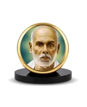 Car Dashboard/Table Top  Sree Narayana Guru Metal Golden Photo Stand  2x2 Inches, Compact & Stylish Spiritual Display For Car, Home & Office (Pack Of 1) (F24816)