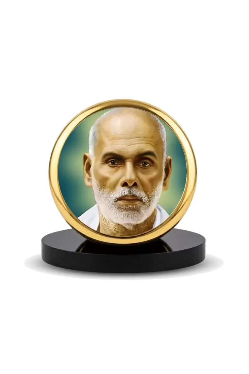 Car Dashboard/Table Top  Sree Narayana Guru Metal Golden Photo Stand  2x2 Inches, Compact & Stylish Spiritual Display For Car, Home & Office (Pack Of 1) (F24816)