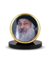 Car Dashboard/Table Top Osho Metal Golden Photo Stand  2x2 Inches, Compact & Stylish Spiritual Display For Car, Home & Office (Pack Of 1) (F24820)