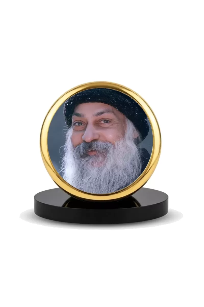 Car Dashboard/Table Top Osho Metal Golden Photo Stand  2x2 Inches, Compact & Stylish Spiritual Display For Car, Home & Office (Pack Of 1) (F24820)