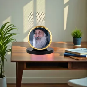 Car Dashboard/Table Top Osho Metal Golden Photo Stand  2x2 Inches, Compact & Stylish Spiritual Display For Car, Home & Office (Pack Of 1) (F24820)