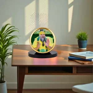 Car Dashboard/Table Top Premanand Ji Maharaj Metal Golden Photo Stand 2x2 Inches, Compact & Stylish Spiritual Display For Car, Home & Office (Pack Of 1) (F24821) Car Dashboard/Table Top Premanand Ji Maharaj Metal Golden Photo Stand 2x2 Inches, Compact & Stylish Spiritual Display For Car, Home & Office (Pack Of 1) (F24821)
