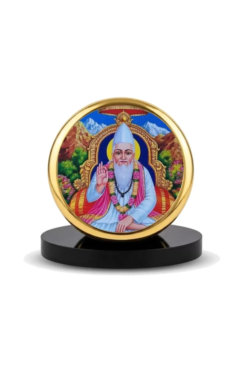 Car Dashboard/Table Top  Sant Kabir  Metal Golden Photo Stand  2x2 Inches, Compact & Stylish Spiritual Display For Car, Home & Office (Pack Of 1) (F24824)