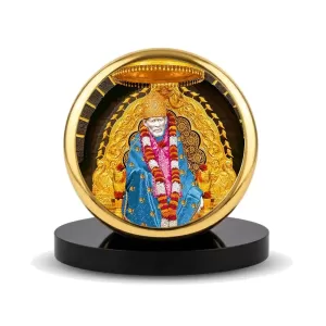 Car Dashboard/Table Top Shirdi Sai Baba Metal Golden Photo Stand 2x2 Inches, Compact & Stylish Spiritual Display For Car, Home & Office (Pack Of 1) (F24827) Car Dashboard/Table Top Shirdi Sai Baba Metal Golden Photo Stand 2x2 Inches, Compact & Stylish Spiritual Display For Car, Home & Office (Pack Of 1) (F24827)