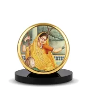 Car Dashboard/Table Top Meera Bai Metal Golden Photo Stand  2x2 Inches, Compact & Stylish Spiritual Display For Car, Home & Office (Pack Of 1) (F24829)