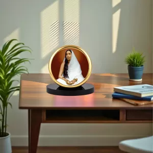 Car Dashboard/Table Top Sri Sarada Devi Metal Golden Photo Stand  2x2 Inches, Compact & Stylish Spiritual Display For Car, Home & Office (Pack Of 1) (F24831)