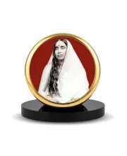 Car Dashboard/Table Top Sri Sarada Devi Metal Golden Photo Stand  2x2 Inches, Compact & Stylish Spiritual Display For Car, Home & Office (Pack Of 1) (F24834)