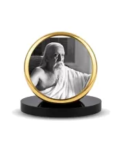 Car Dashboard/Table Top Sri Aurobindo Metal Golden Photo Stand  2x2 Inches, Compact & Stylish Spiritual Display For Car, Home & Office (Pack Of 1) (F24835)