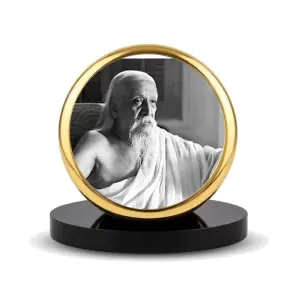 Car Dashboard/Table Top Sri Aurobindo Metal Golden Photo Stand  2x2 Inches, Compact & Stylish Spiritual Display For Car, Home & Office (Pack Of 1) (F24835)