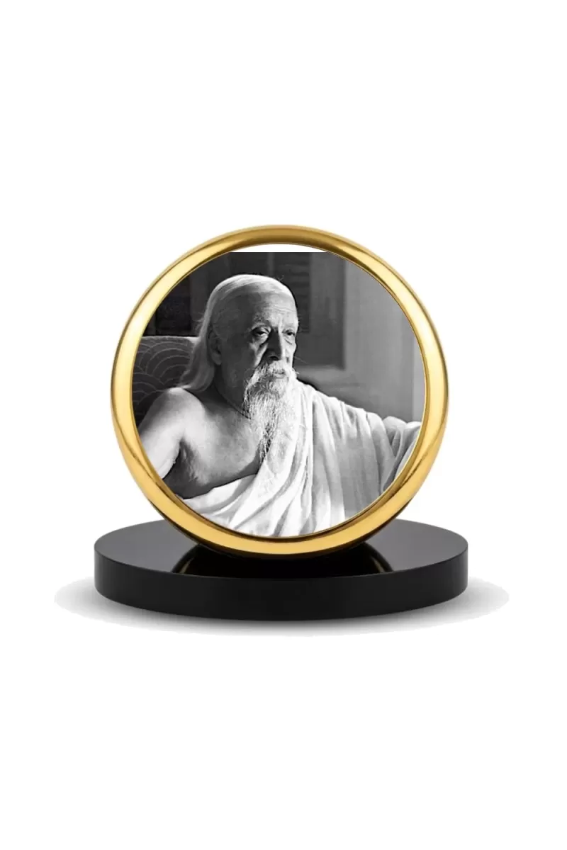 Car Dashboard/Table Top Sri Aurobindo Metal Golden Photo Stand  2x2 Inches, Compact & Stylish Spiritual Display For Car, Home & Office (Pack Of 1) (F24835)