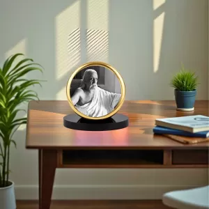 Car Dashboard/Table Top Sri Aurobindo Metal Golden Photo Stand  2x2 Inches, Compact & Stylish Spiritual Display For Car, Home & Office (Pack Of 1) (F24835)
