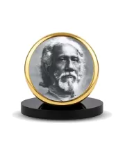 Car Dashboard/Table Top Swami Sri Yukteswar Giri Metal Golden Photo Stand  2x2 Inches, Compact & Stylish Spiritual Display For Car, Home & Office (Pack Of 1) (F24843)