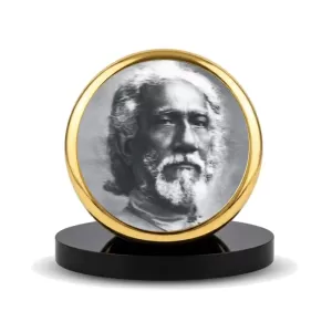 Car Dashboard/Table Top Swami Sri Yukteswar Giri Metal Golden Photo Stand  2x2 Inches, Compact & Stylish Spiritual Display For Car, Home & Office (Pack Of 1) (F24843)