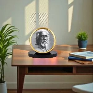 Car Dashboard/Table Top Swami Sri Yukteswar Giri Metal Golden Photo Stand  2x2 Inches, Compact & Stylish Spiritual Display For Car, Home & Office (Pack Of 1) (F24843)