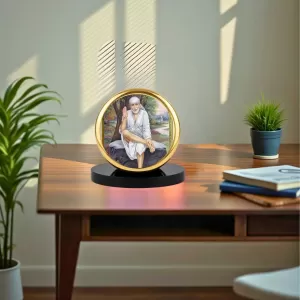 Car Dashboard/Table Top Sai Baba  Metal Golden Photo Stand  2x2 Inches, Compact & Stylish Spiritual Display For Car, Home & Office (Pack Of 1) (F24851)