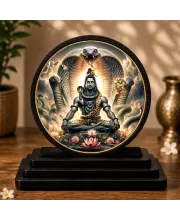 Premium Wooden Lord Shiva  Showpiece For Car Dashboard & Office Table | 4 X 4.5 Inch Sublimation Printed Decorative Stand | 4 Mm MDF | Home Decor | Made In India (F33242)