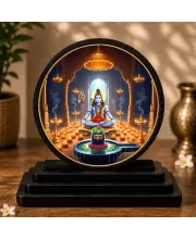 Premium Wooden Lord Shiva Showpiece For Car Dashboard & Office Table | 4 X 4.5 Inch Sublimation Printed Decorative Stand | 4 Mm MDF | Home Decor | Made In India (F33243)
