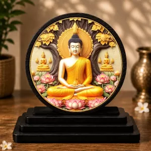 Premium Wooden Gautam Buddha Showpiece For Car Dashboard & Office Table | 4 X 4.5 Inch Sublimation Printed Decorative Stand | 4 Mm MDF | Home Decor | Made In India (F33245) Premium Wooden Gautam Buddha Showpiece For Car Dashboard & Office Table | 4 X 4.5 Inch Sublimation Printed Decorative Stand | 4 Mm MDF | Home Decor | Made In India (F33245)