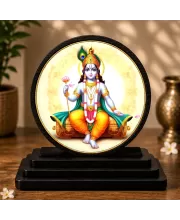 Premium Wooden Lord Dhanvantari  Showpiece For Car Dashboard & Office Table | 4 X 4.5 Inch Sublimation Printed Decorative Stand | 4 Mm MDF | Home Decor | Made In India (F33248)