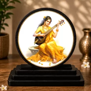 Premium Wooden Goddess Saraswati Showpiece For Car Dashboard & Office Table | 4 X 4.5 Inch Sublimation Printed Decorative Stand | 4 Mm MDF | Home Decor | Made In India (F33250) Premium Wooden Goddess Saraswati Showpiece For Car Dashboard & Office Table | 4 X 4.5 Inch Sublimation Printed Decorative Stand | 4 Mm MDF | Home Decor | Made In India (F33250)