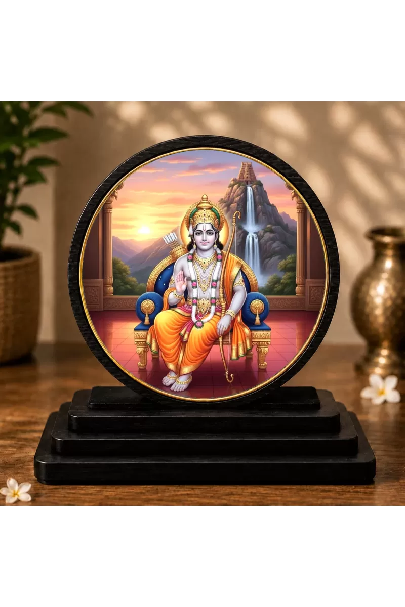 Premium Wooden  Lord Ram Showpiece For Car Dashboard & Office Table | 4 X 4.5 Inch Sublimation Printed Decorative Stand | 4 Mm MDF | Home Decor | Made In India (F33251)