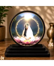 Premium Wooden Sarada Devi Showpiece For Car Dashboard & Office Table | 4 X 4.5 Inch Sublimation Printed Decorative Stand | 4 Mm MDF | Home Decor | Made In India (F33253)