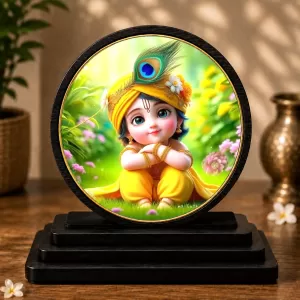 Premium Wooden Bal Krishna Showpiece For Car Dashboard & Office Table | 4 X 4.5 Inch Sublimation Printed Decorative Stand | 4 Mm MDF | Home Decor | Made In India (F33254) Premium Wooden Bal Krishna Showpiece For Car Dashboard & Office Table | 4 X 4.5 Inch Sublimation Printed Decorative Stand | 4 Mm MDF | Home Decor | Made In India (F33254)