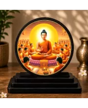 Premium Wooden Gautam Buddha Showpiece For Car Dashboard & Office Table | 4 X 4.5 Inch Sublimation Printed Decorative Stand | 4 Mm MDF | Home Decor | Made In India (F33255)