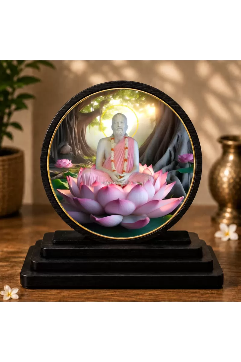 Premium Wooden Sri Ramakrishna Paramahamsa Showpiece For Car Dashboard & Office Table | 4 X 4.5 Inch Sublimation Printed Decorative Stand | 4 Mm MDF | Home Decor | Made In India (F33256)