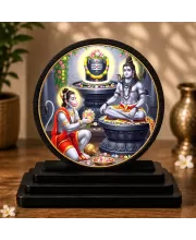 Premium Wooden  Lord Shiva And Hanuman Showpiece For Car Dashboard & Office Table | 4 X 4.5 Inch Sublimation Printed Decorative Stand | 4 Mm MDF | Home Decor | Made In India (F33257)