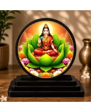 Premium Wooden Goddess Lakshmi Showpiece For Car Dashboard & Office Table | 4 X 4.5 Inch Sublimation Printed Decorative Stand | 4 Mm MDF | Home Decor | Made In India (F33258)