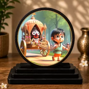 Premium Wooden Lord Jagannath On A Chariot Showpiece For Car Dashboard & Office Table | 4 X 4.5 Inch Sublimation Printed Decorative Stand | 4 Mm MDF | Home Decor | Made In India (F33261) Premium Wooden Lord Jagannath On A Chariot Showpiece For Car Dashboard & Office Table | 4 X 4.5 Inch Sublimation Printed Decorative Stand | 4 Mm MDF | Home Decor | Made In India (F33261)