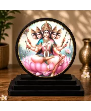 Premium Wooden  Mata Gayatri Showpiece For Car Dashboard & Office Table | 4 X 4.5 Inch Sublimation Printed Decorative Stand | 4 Mm MDF | Home Decor | Made In India (F33262)