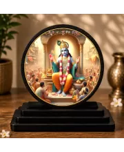 Premium Wooden Lord Vishnu Showpiece For Car Dashboard & Office Table | 4 X 4.5 Inch Sublimation Printed Decorative Stand | 4 Mm MDF | Home Decor | Made In India (F33264)