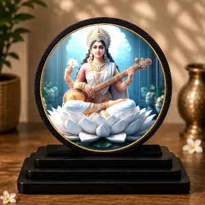 Premium Wooden Goddess Saraswati Showpiece For Car Dashboard & Office Table | 4 X 4.5 Inch Sublimation Printed Decorative Stand | 4 Mm MDF | Home Decor | Made In India (F33265) Premium Wooden Goddess Saraswati Showpiece For Car Dashboard & Office Table | 4 X 4.5 Inch Sublimation Printed Decorative Stand | 4 Mm MDF | Home Decor | Made In India (F33265)