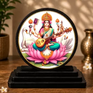 Premium Wooden Goddess Saraswati Showpiece For Car Dashboard & Office Table | 4 X 4.5 Inch Sublimation Printed Decorative Stand | 4 Mm MDF | Home Decor | Made In India (F33272) Premium Wooden Goddess Saraswati Showpiece For Car Dashboard & Office Table | 4 X 4.5 Inch Sublimation Printed Decorative Stand | 4 Mm MDF | Home Decor | Made In India (F33272)