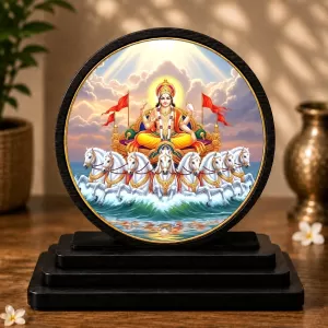 Premium Wooden Lord Surya Dev Showpiece For Car Dashboard & Office Table | 4 X 4.5 Inch Sublimation Printed Decorative Stand | 4 Mm MDF | Home Decor | Made In India (F33274) Premium Wooden Lord Surya Dev Showpiece For Car Dashboard & Office Table | 4 X 4.5 Inch Sublimation Printed Decorative Stand | 4 Mm MDF | Home Decor | Made In India (F33274)