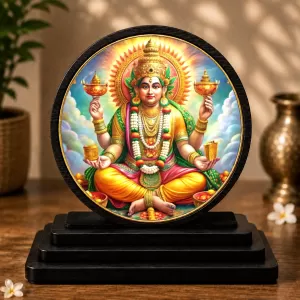 Premium Wooden Lord Kuber Showpiece For Car Dashboard & Office Table | 4 X 4.5 Inch Sublimation Printed Decorative Stand | 4 Mm MDF | Home Decor | Made In India (F33275)