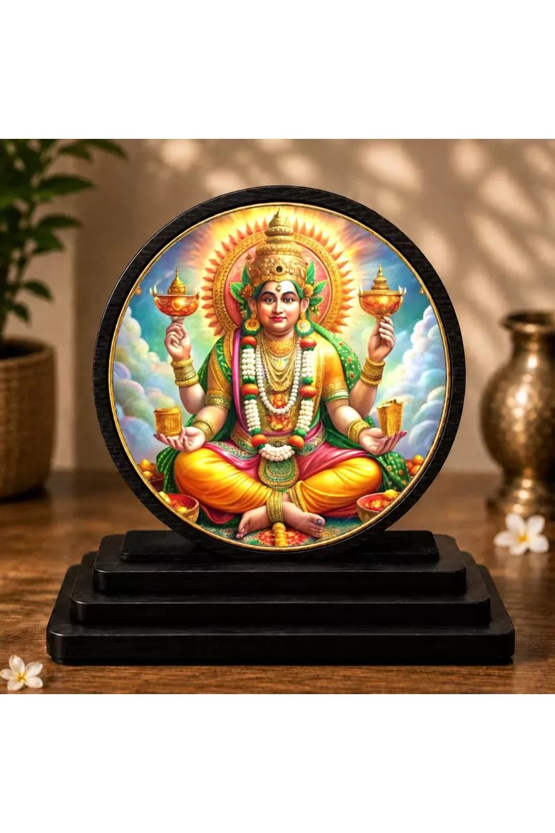 Premium Wooden Lord Kuber Showpiece For Car Dashboard & Office Table | 4 X 4.5 Inch Sublimation Printed Decorative Stand | 4 Mm MDF | Home Decor | Made In India (F33275)