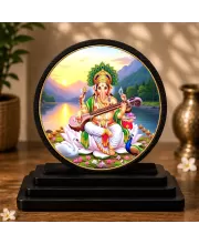 Premium Wooden Lord Ganesha Showpiece For Car Dashboard & Office Table | 4 X 4.5 Inch Sublimation Printed Decorative Stand | 4 Mm MDF | Home Decor | Made In India (F33276)