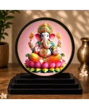 Premium Wooden Lord Ganesha Showpiece For Car Dashboard & Office Table | 4 X 4.5 Inch Sublimation Printed Decorative Stand | 4 Mm MDF | Home Decor | Made In India (F33279)