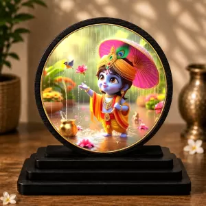 Premium Wooden Bal Krishna Showpiece For Car Dashboard & Office Table | 4 X 4.5 Inch Sublimation Printed Decorative Stand | 4 Mm MDF | Home Decor | Made In India (F33281) Premium Wooden Bal Krishna Showpiece For Car Dashboard & Office Table | 4 X 4.5 Inch Sublimation Printed Decorative Stand | 4 Mm MDF | Home Decor | Made In India (F33281)