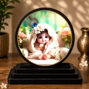 Premium Wooden Baby Krishna Showpiece For Car Dashboard & Office Table | 4 X 4.5 Inch Sublimation Printed Decorative Stand | 4 Mm MDF | Home Decor | Made In India (F33283) Premium Wooden Baby Krishna Showpiece For Car Dashboard & Office Table | 4 X 4.5 Inch Sublimation Printed Decorative Stand | 4 Mm MDF | Home Decor | Made In India (F33283)