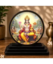 Premium Wooden  Lord Vishnu Showpiece For Car Dashboard & Office Table | 4 X 4.5 Inch Sublimation Printed Decorative Stand | 4 Mm MDF | Home Decor | Made In India (F33285)